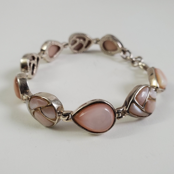 Vintage Jewelry - Sterling Silver 925 MOP Tennis Bracelet